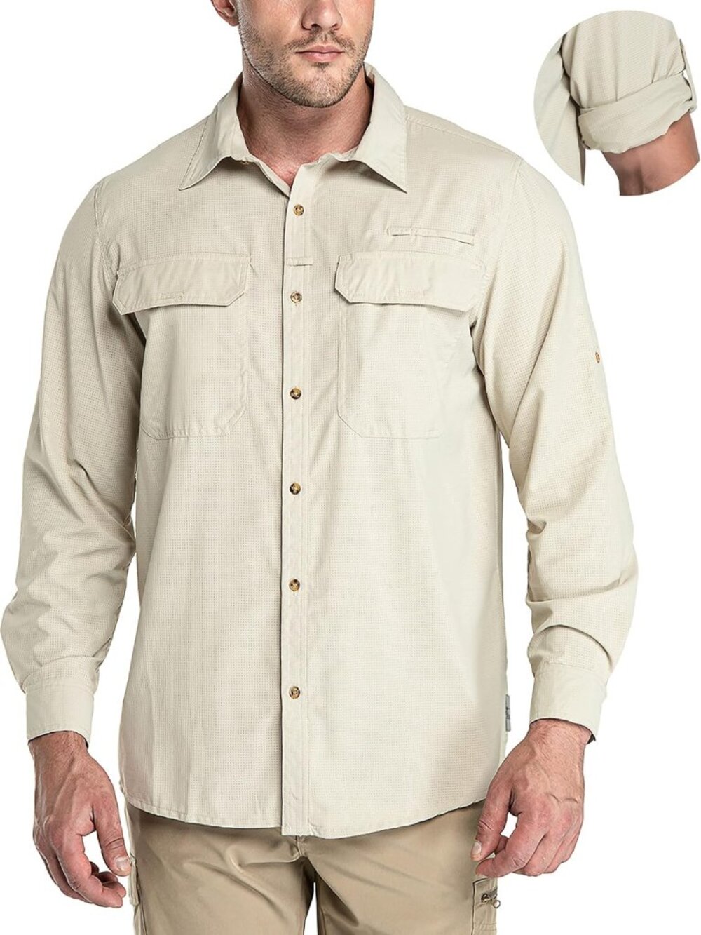 Men's Long Sleeve Sun Protection Shirt UPF 50+ UV Quick Dry Cooling Fishing Shir